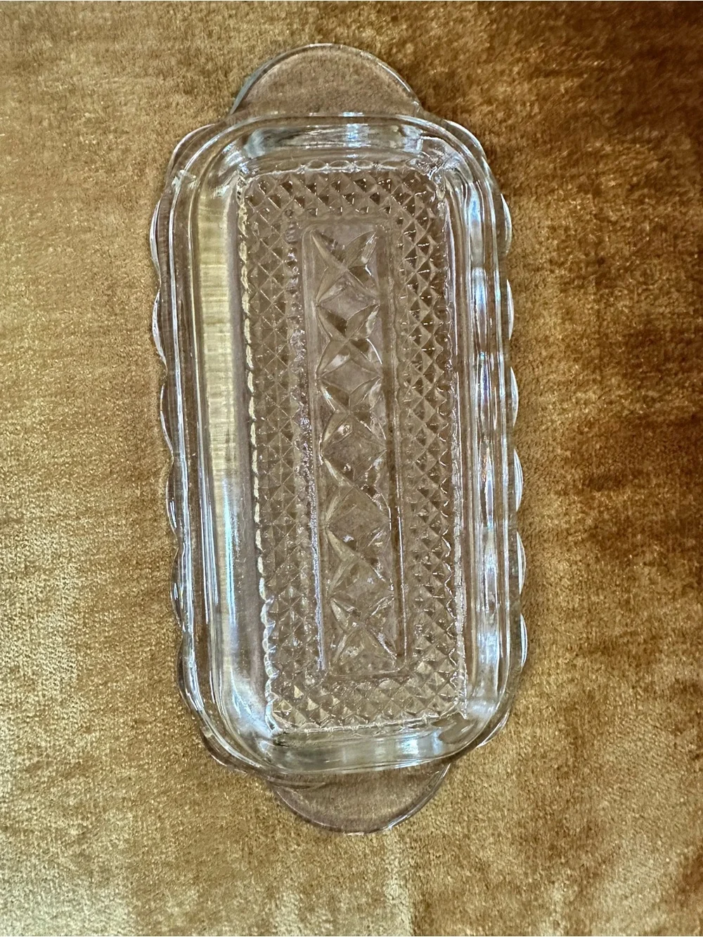 Vintage Anchor Hocking Wexford Pressed Glass Covered Butter Dish